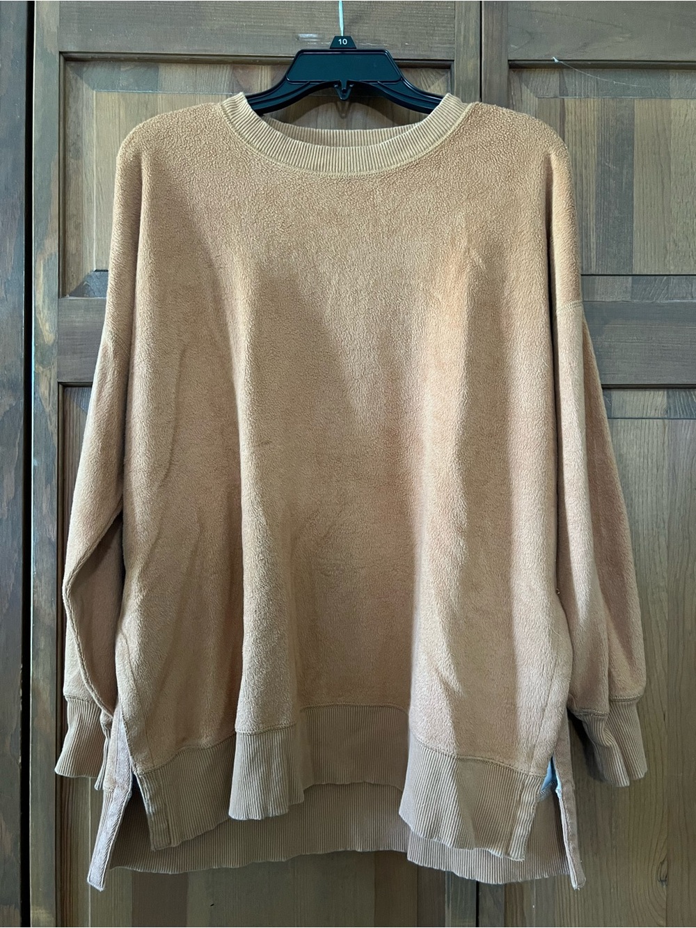 aerie Camel Crewneck Side-Slit Sweatshirt